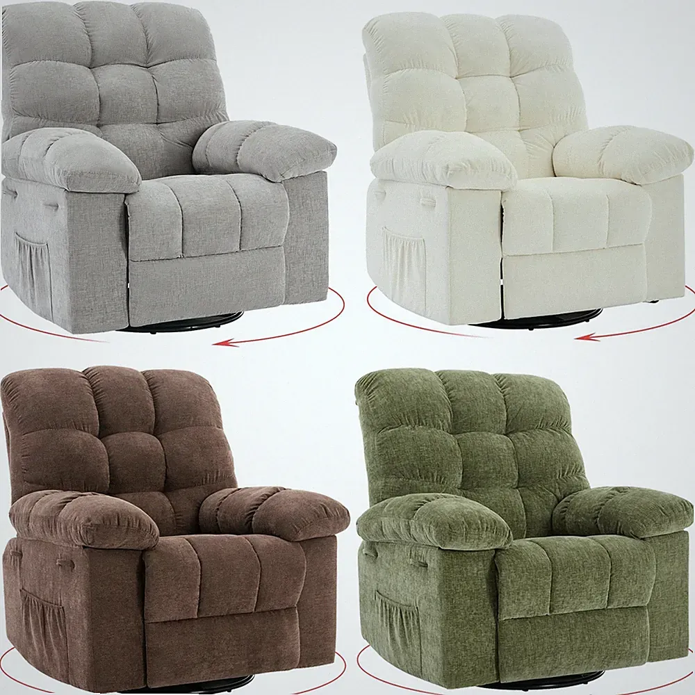 GARVEE Swivel Rocker Recliner Chair, Nursery & Living Room,Wide Seat, Adjustable