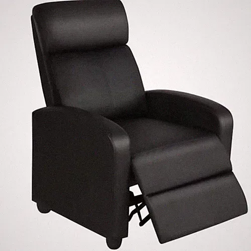 New Listing Comfortable Faux Leather Push Back Theater Recliner Chair With Footrest Black