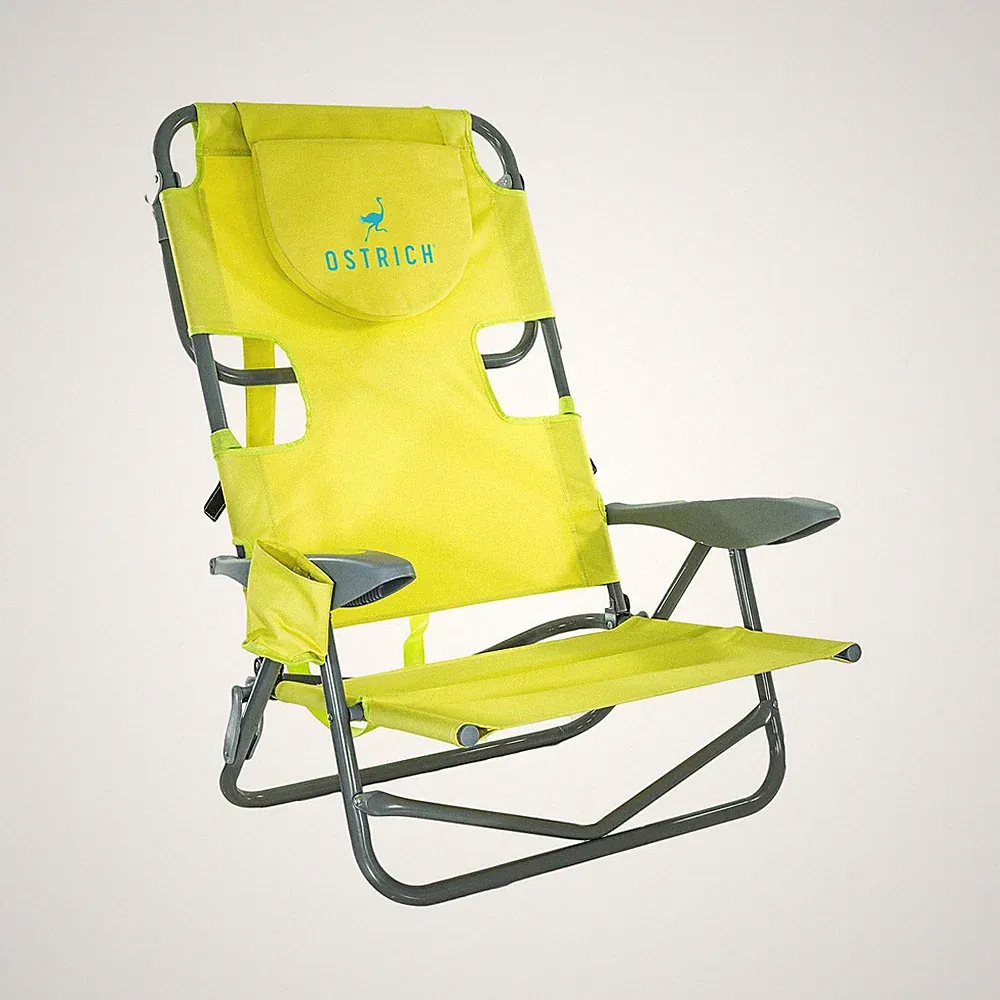 Ostrich The Heavy-Duty Backpacker Portable Reclining Beach Chair, Lime Green