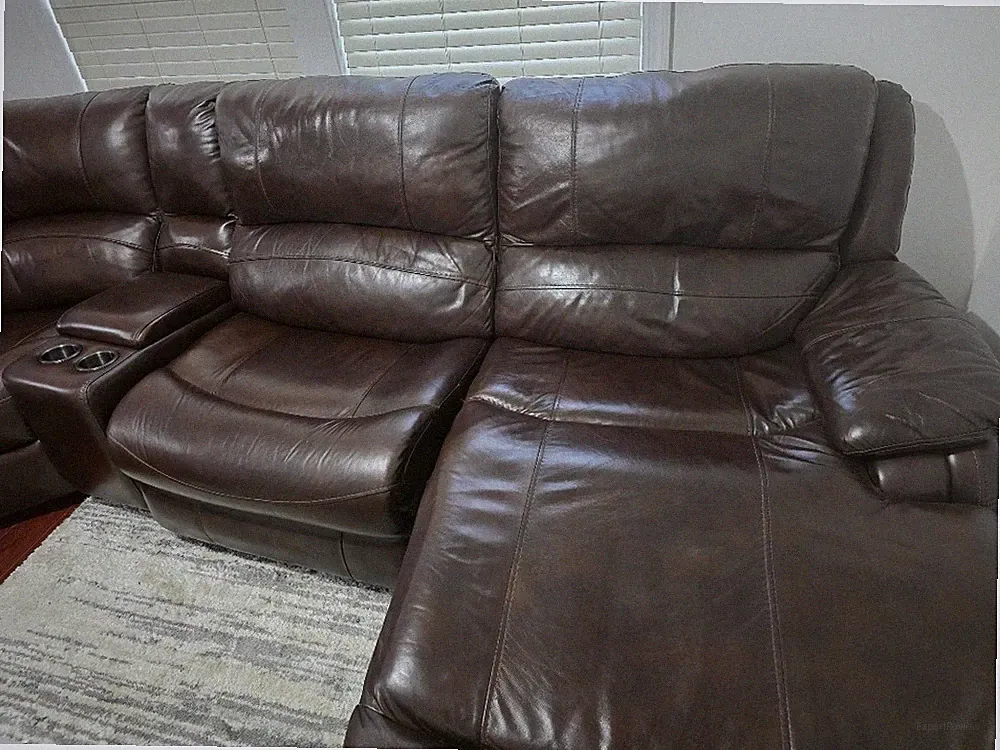 Sectional Brown Leather Power Reclining 6 Piece Right Arm Facing Sectional.